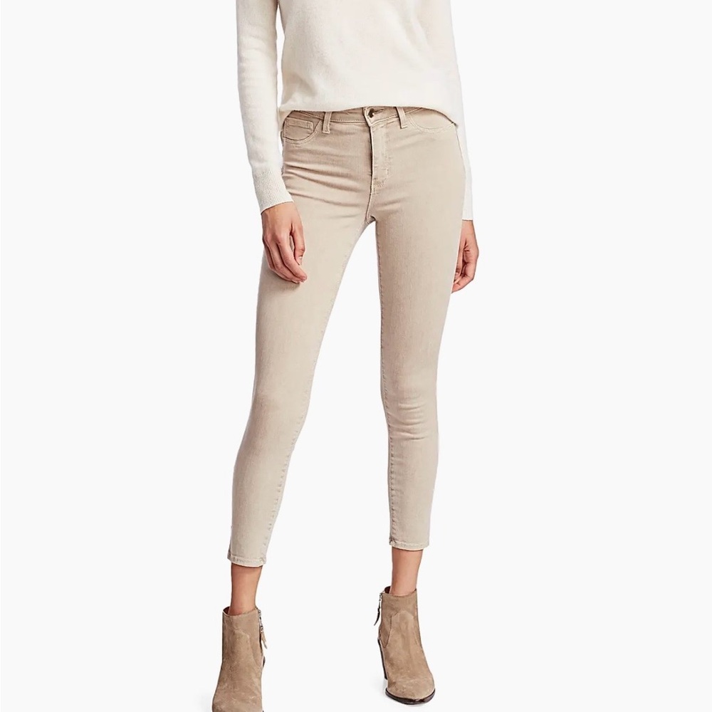 L'AGENCE Margot High-Rise Ankle Skinny Jeans Biscuit Gold Glitter Coated sz 27